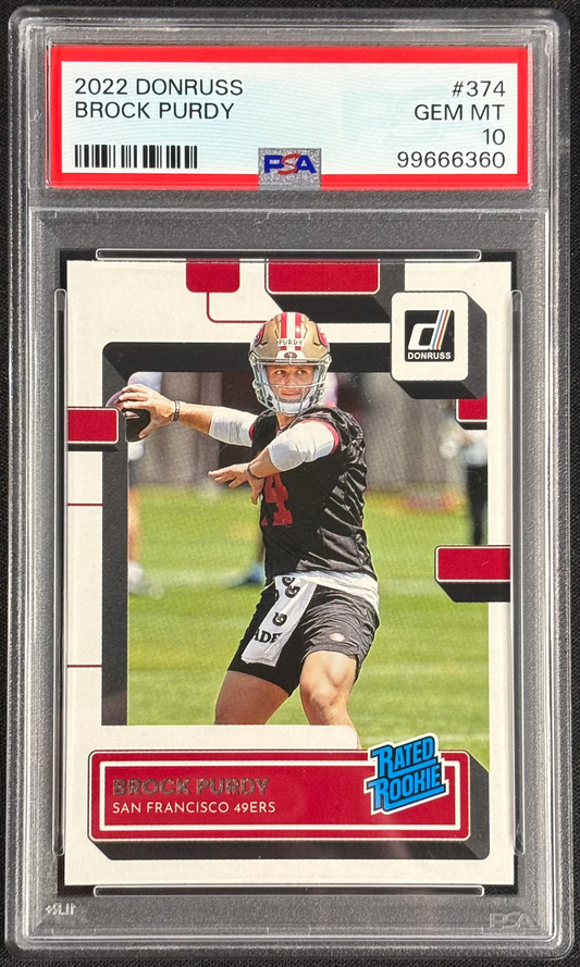 Brock Purdy 2022 Donruss Rated Rookie PSA 10 Gem Mt #374 San Francisco 49ers RC