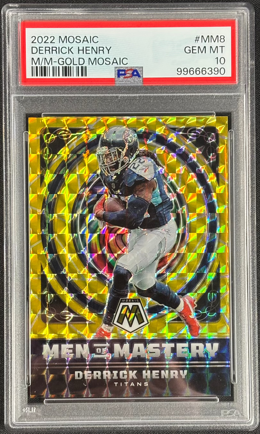 Derrick Henry 2022 Mosaic Men of Mastery Gold /10 PSA 10 Gem Mt Tennessee Titans #MM8 Prizm