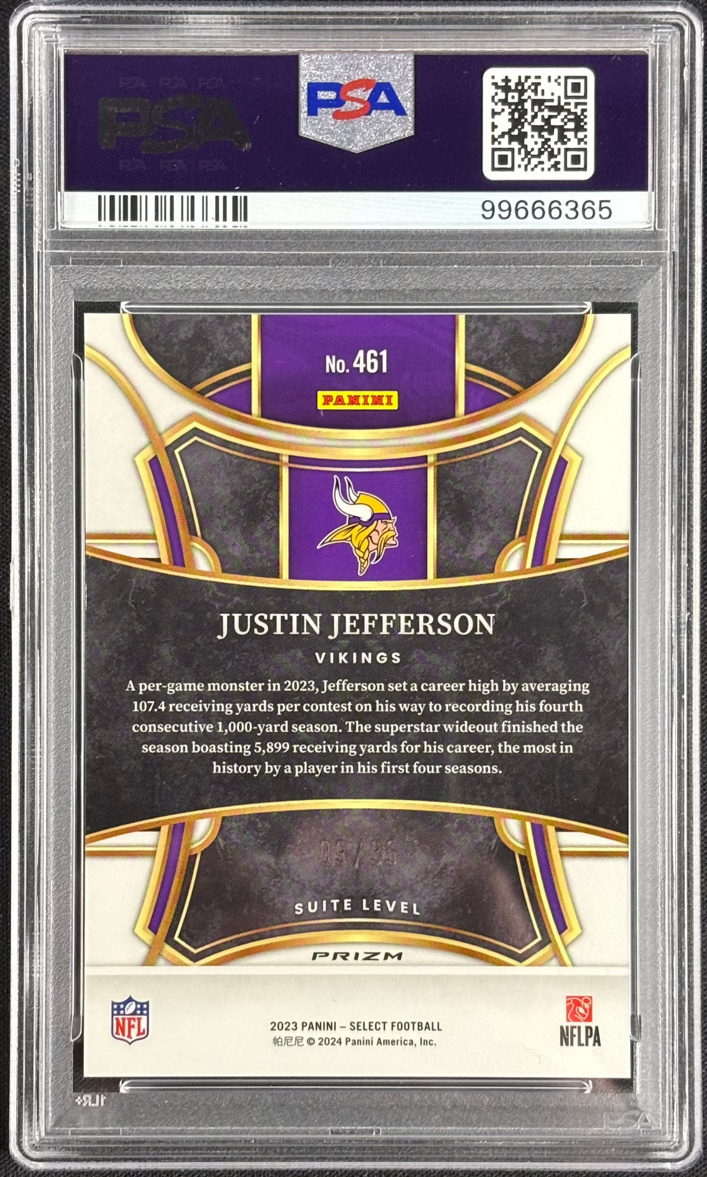 Justin Jefferson 2023 Select White /35 PSA 10 Gem Mt Prizm Minnesota Vikings #461