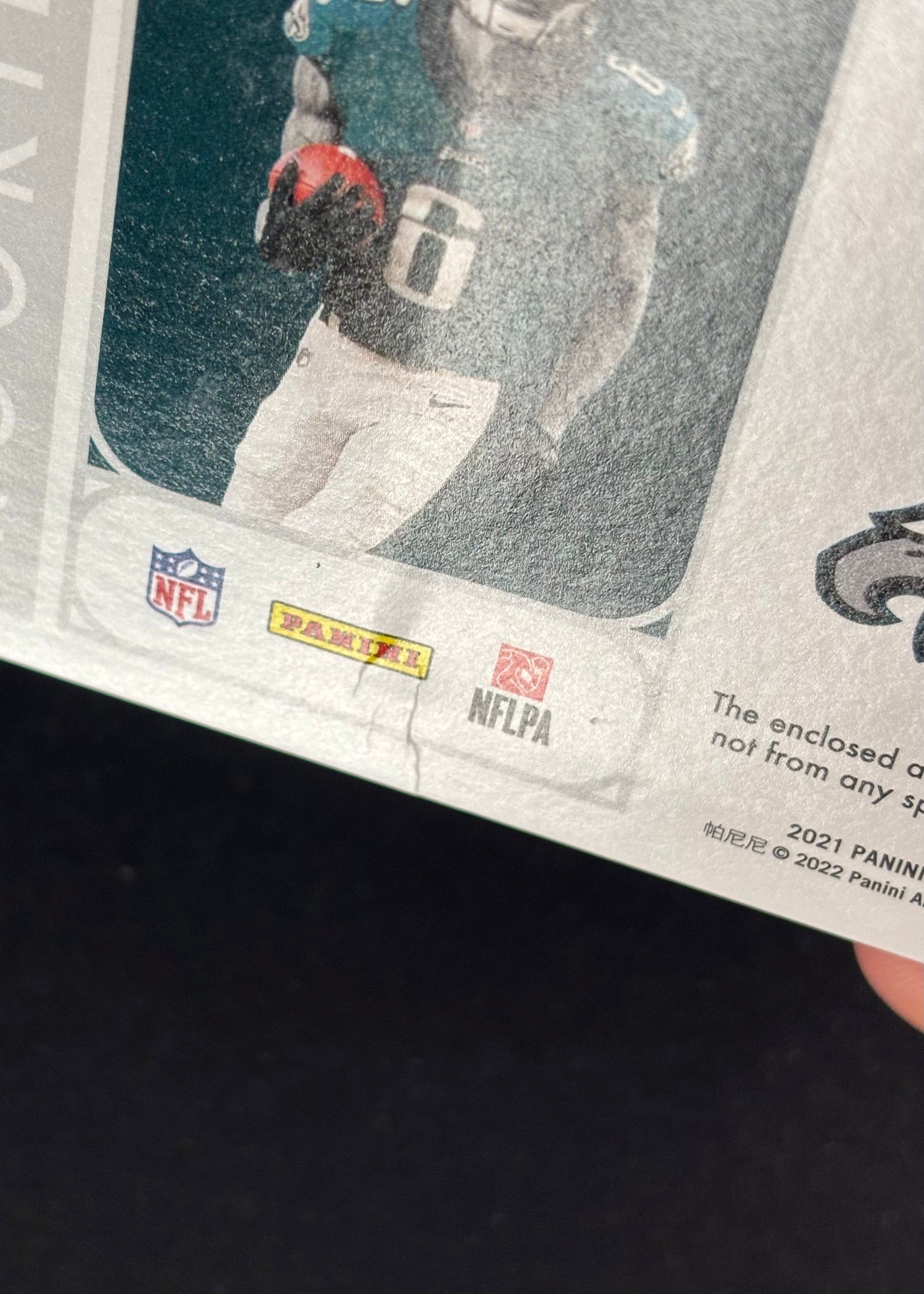 *Damaged* DeVonta Smith 2021 Encased Substantial Rookie Swatches Sapphire /50 Eagles Sports Trading Cards