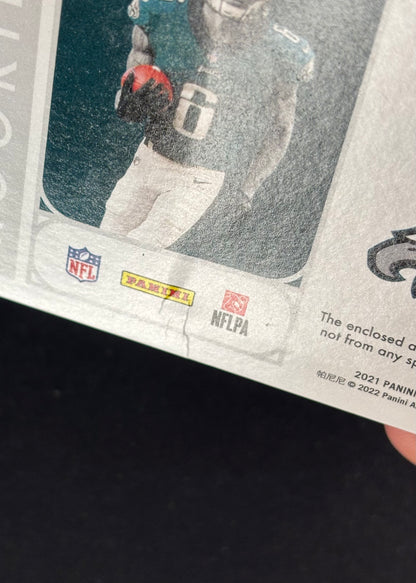 *Damaged* DeVonta Smith 2021 Encased Substantial Rookie Swatches Sapphire /50 Eagles Sports Trading Cards
