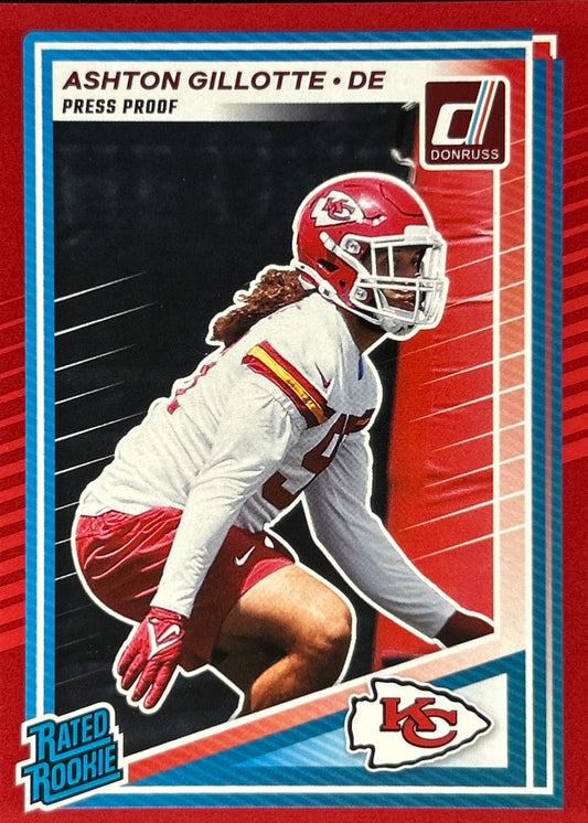 Ashton Gillotte Donruss Red Press Proof Rookie Chiefs
