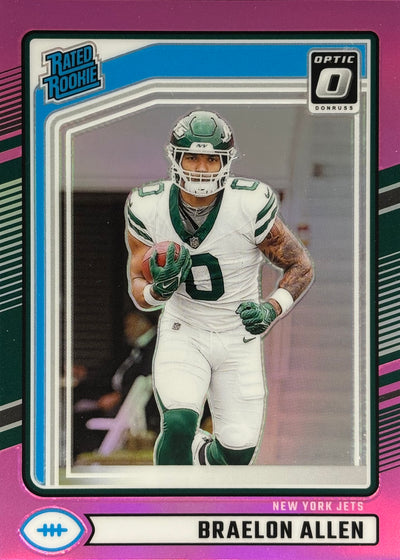 Braelon Allen Optic-Preview Pink Rated Rookie Jets Sports Card
