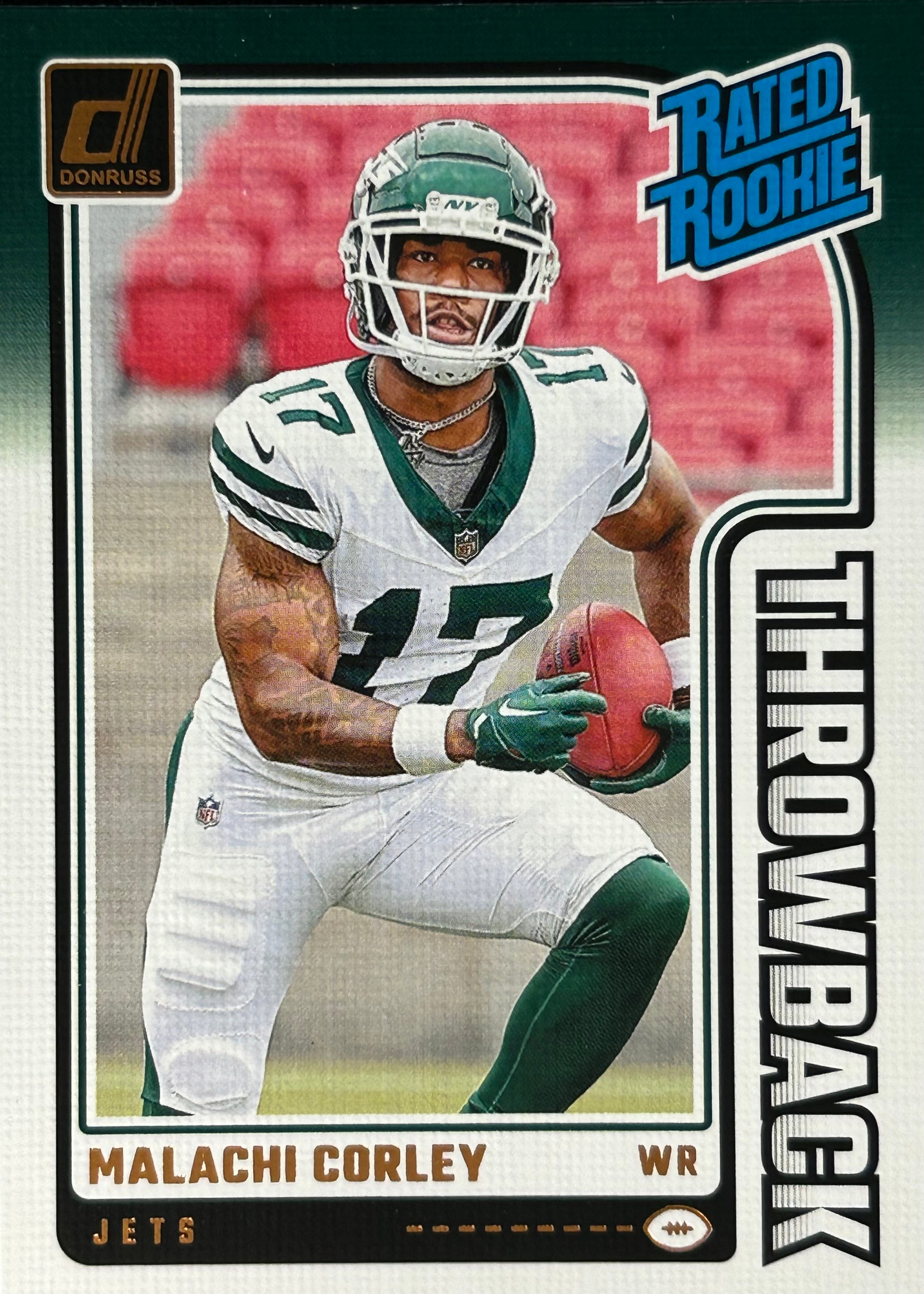 Malachi Corley Thowback Rookie Jets Sports Card