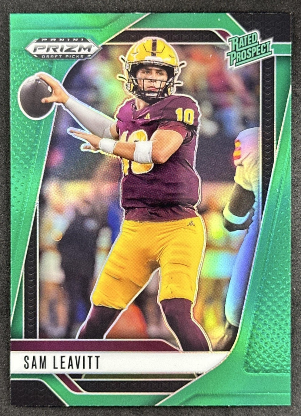 Sam Leavitt 2025 Panini Prizm Draft Picks Green Sun Devils Sports Trading Card