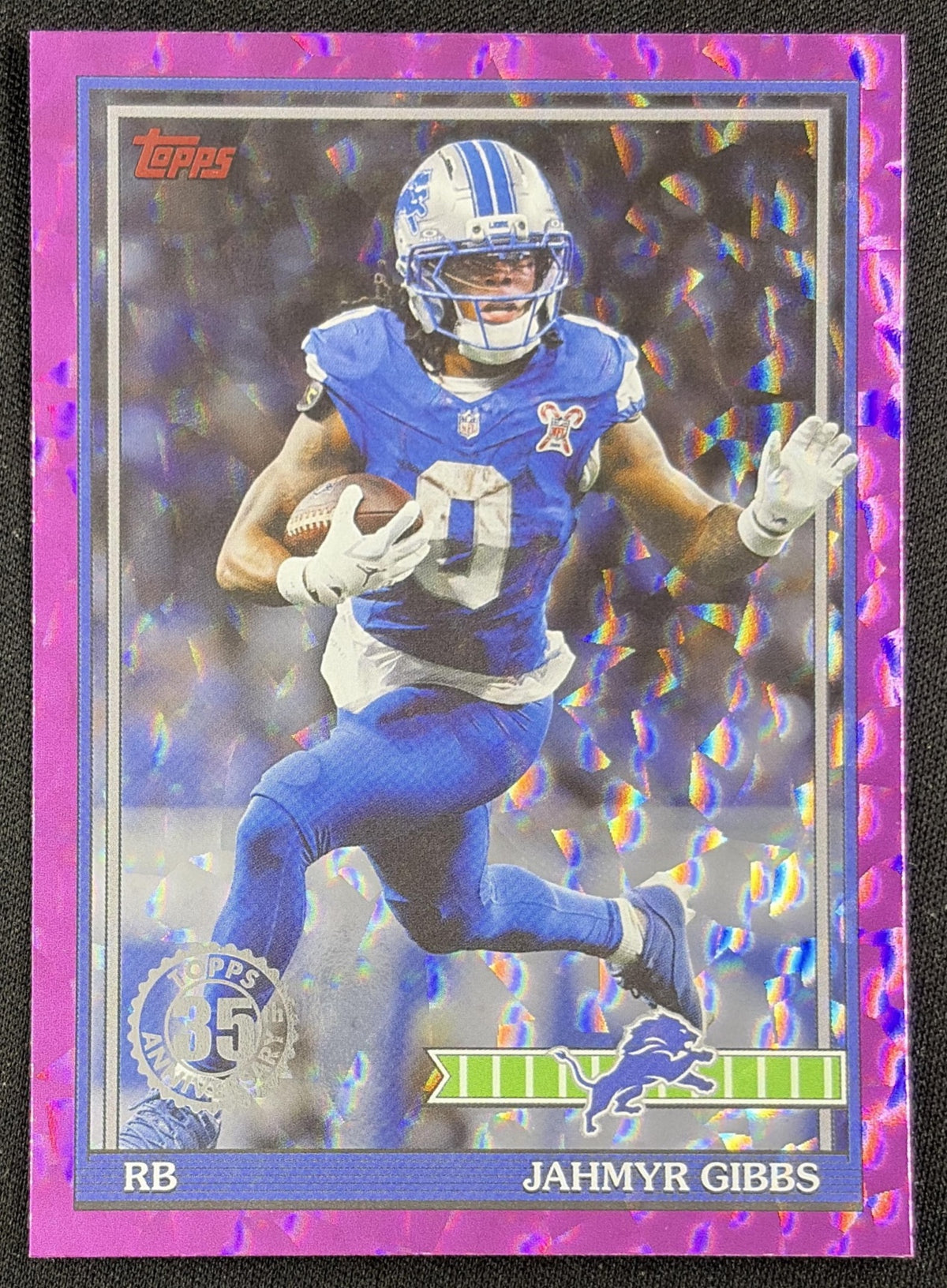 Jahmyr Gibbs 2026 Topps 1991 Pink Crackle Foil Lions Sports Trading Card