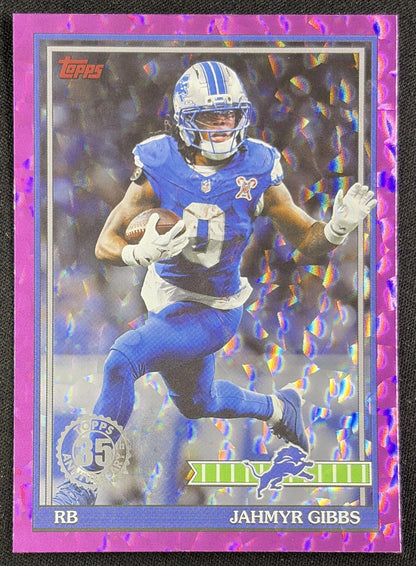 Jahmyr Gibbs 2026 Topps 1991 Pink Crackle Foil Lions Sports Trading Card