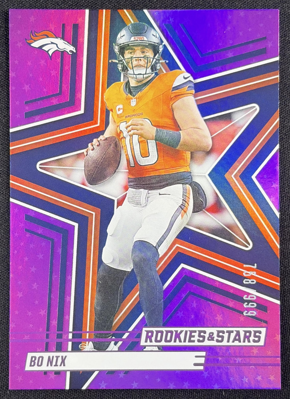 Bo Nix 2025 Panini Rookies & Stars Purple /999 Denver Broncos