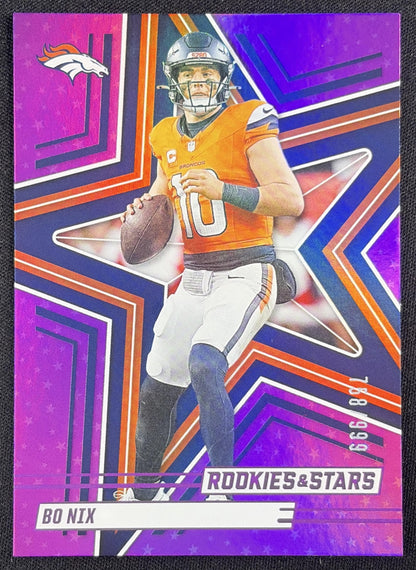 Bo Nix 2025 Panini Rookies & Stars Purple /999 Denver Broncos