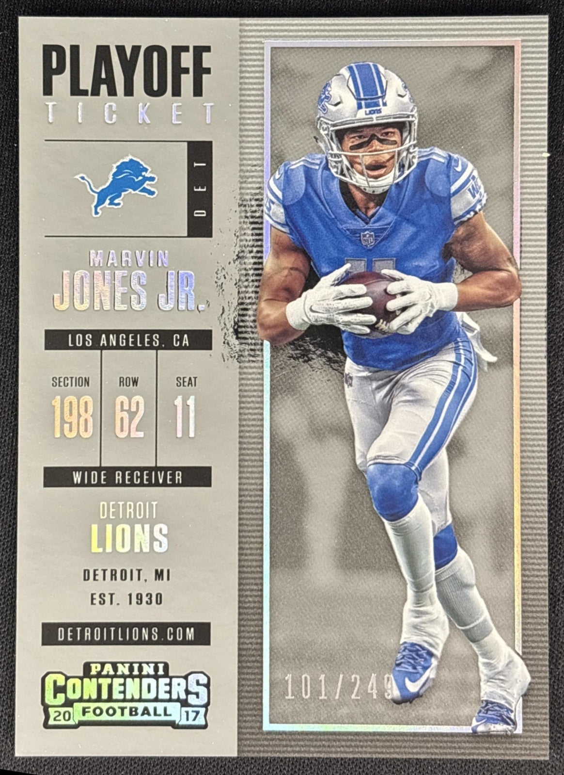 Marvin Jones Jr. 2017 Panini Contenders Playoff Ticket /249 Lions front