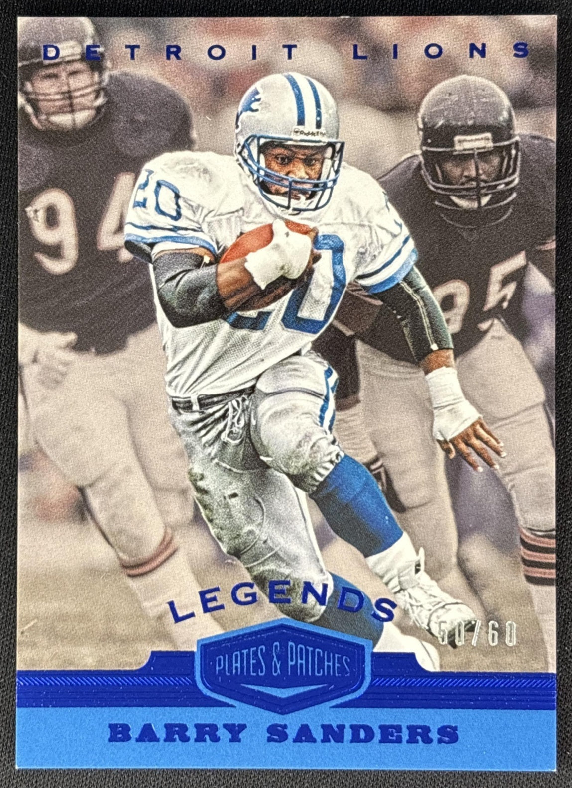 Barry Sanders 2019 Panini Plates & Patches Blue /60 Lions Sports Trading Card