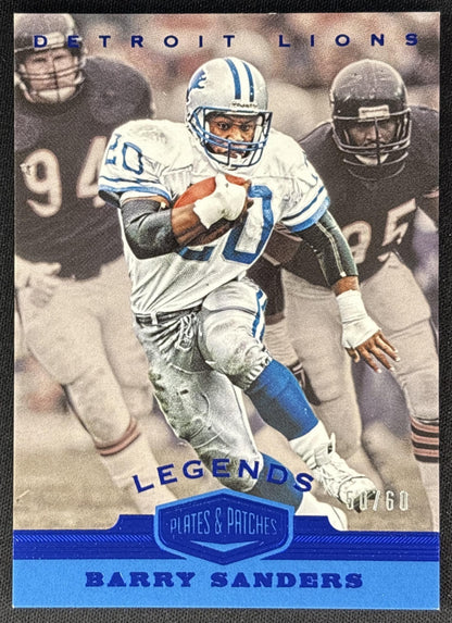 Barry Sanders 2019 Panini Plates & Patches Blue /60 Lions Sports Trading Card