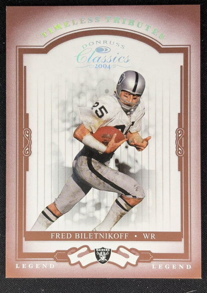 Fred Biletnikoff 2004 Donruss Classics Timeless Tributes Red /100 Raiders