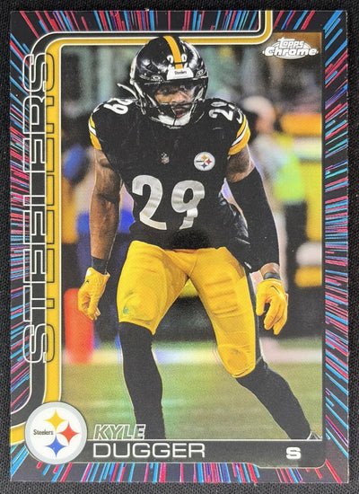 Kyle Dugger 2025 Topps Chrome Neon Pulse Refractor Steelers Sports Trading Cards
