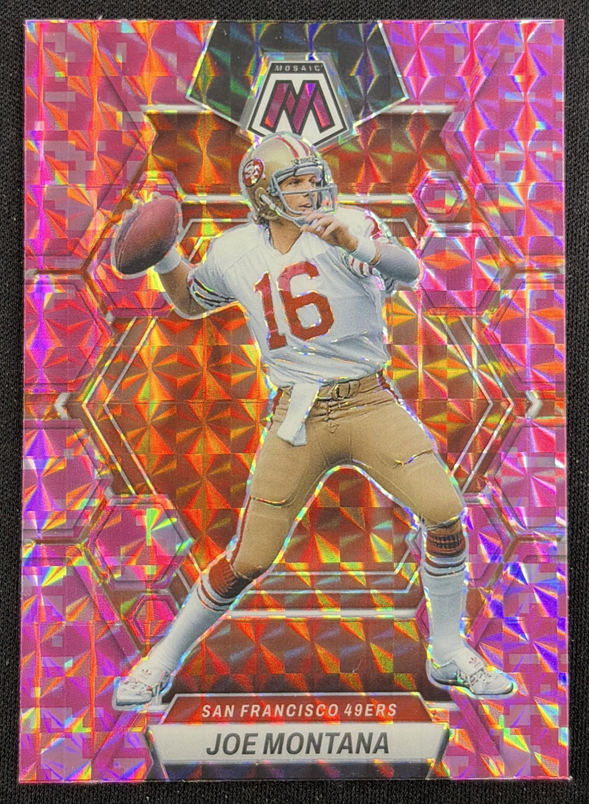 Joe Montana 2023 Panini Mosaic Camo Pink Mosaic 49ers Sports Trading Card