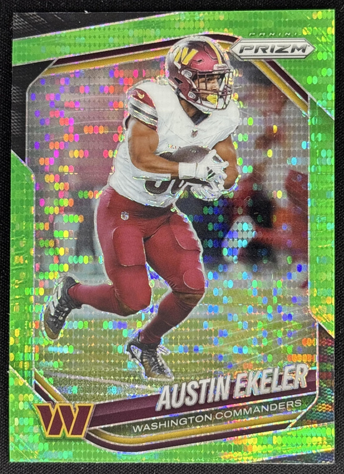 Austin Ekeler 2025 Panini Prizm Neon Green Pulsar Commanders Sports Trading Card