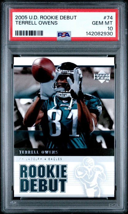 Terrell Owens 2005 Upper Deck Rookie Debut PSA 10 Eagles front