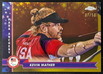 Kevin Mather 2024 Topps Chrome US Olympics Gold Refractor /50 USA Sports Trading Cards