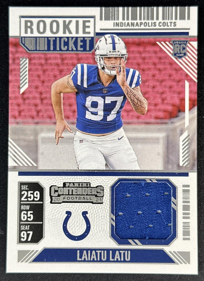 Laiatu Latu 2024 Panini Contenders Rookie Ticket Swatches Colts
