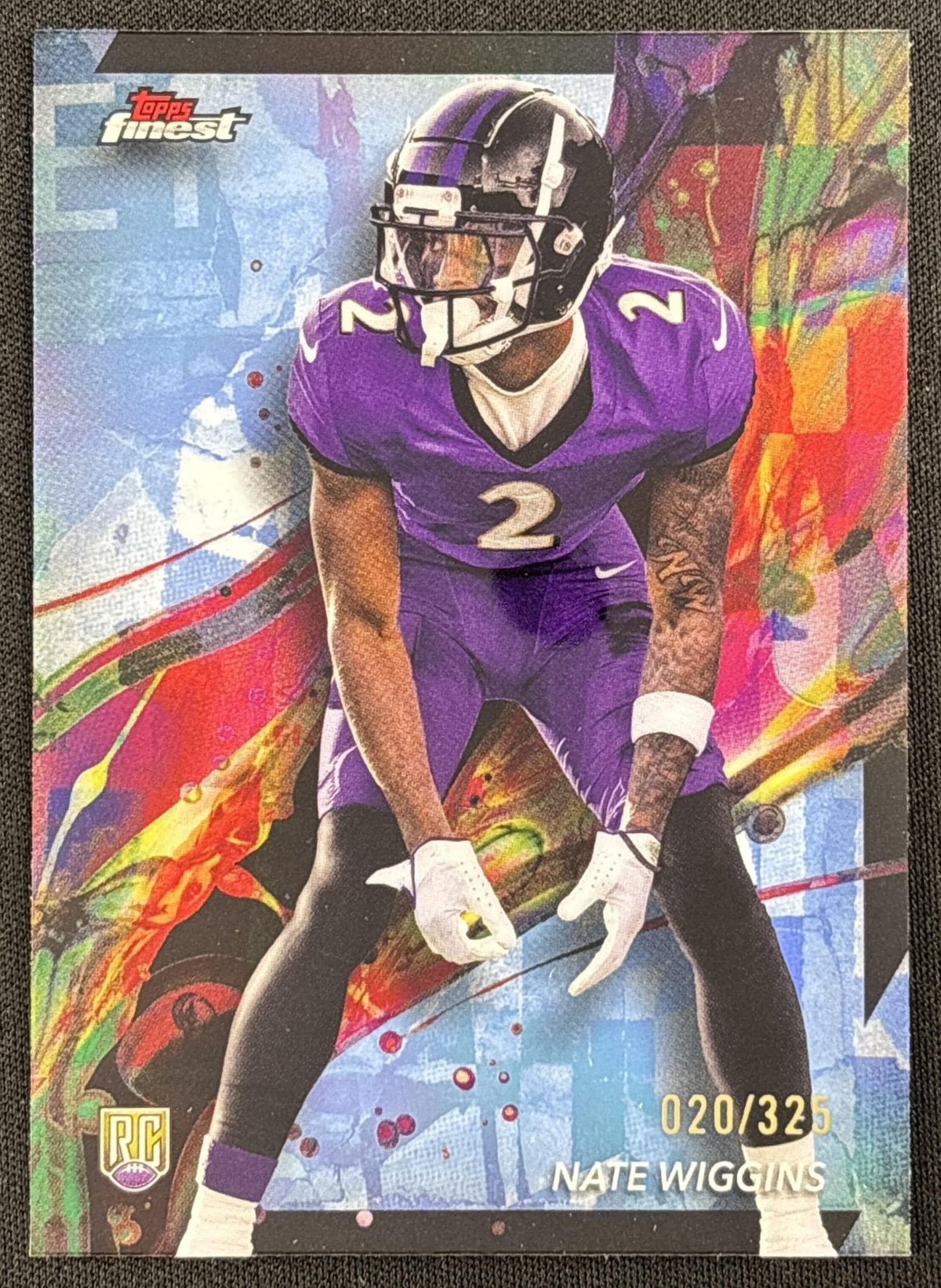Nate Wiggins 2024 Topps Finest Sky Blue Refractor /325 Ravens