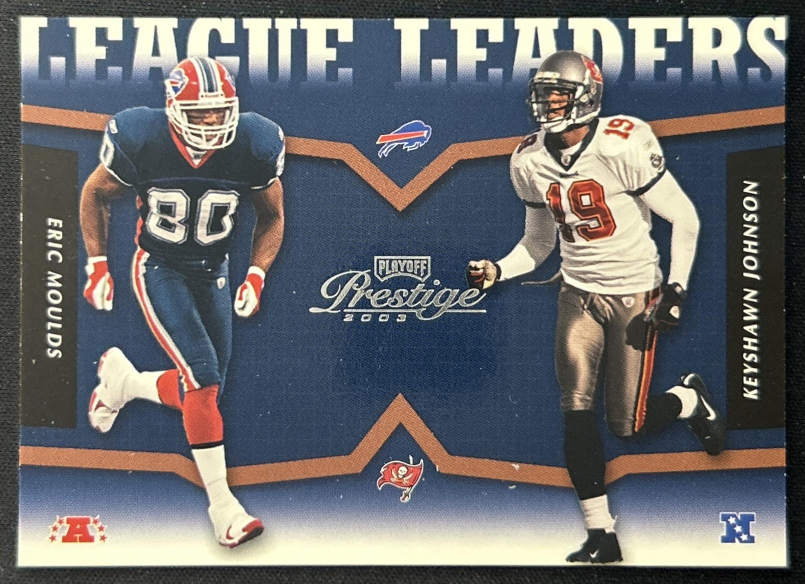 Eric Moulds Keyshawn Johnson 2003 Prestige League Leader Tandems /2002 Buccaneers Bills front