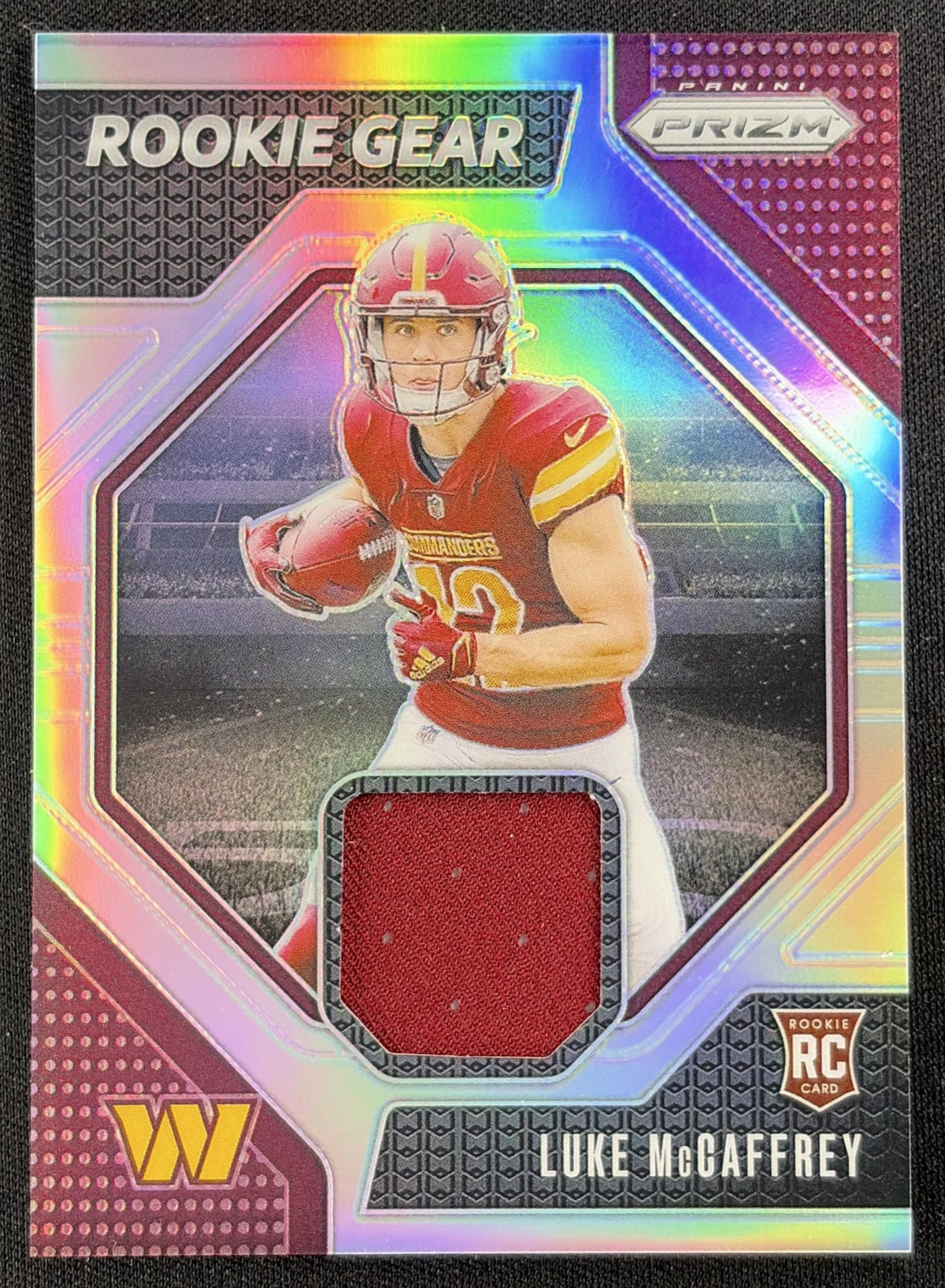 Luke McCaffrey 2024 Panini Prizm Rookie Gear Commanders