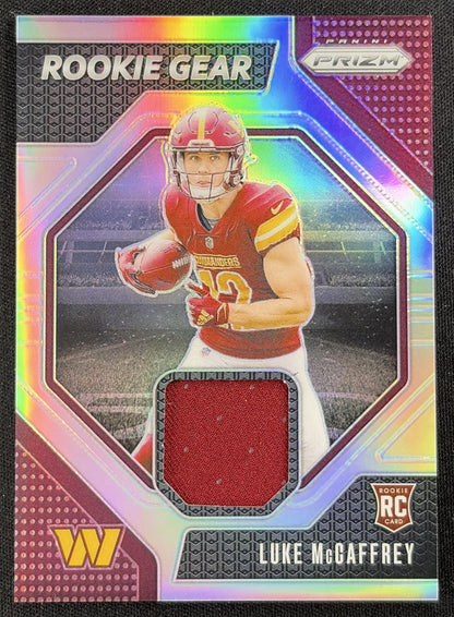 Luke McCaffrey 2024 Panini Prizm Rookie Gear Commanders