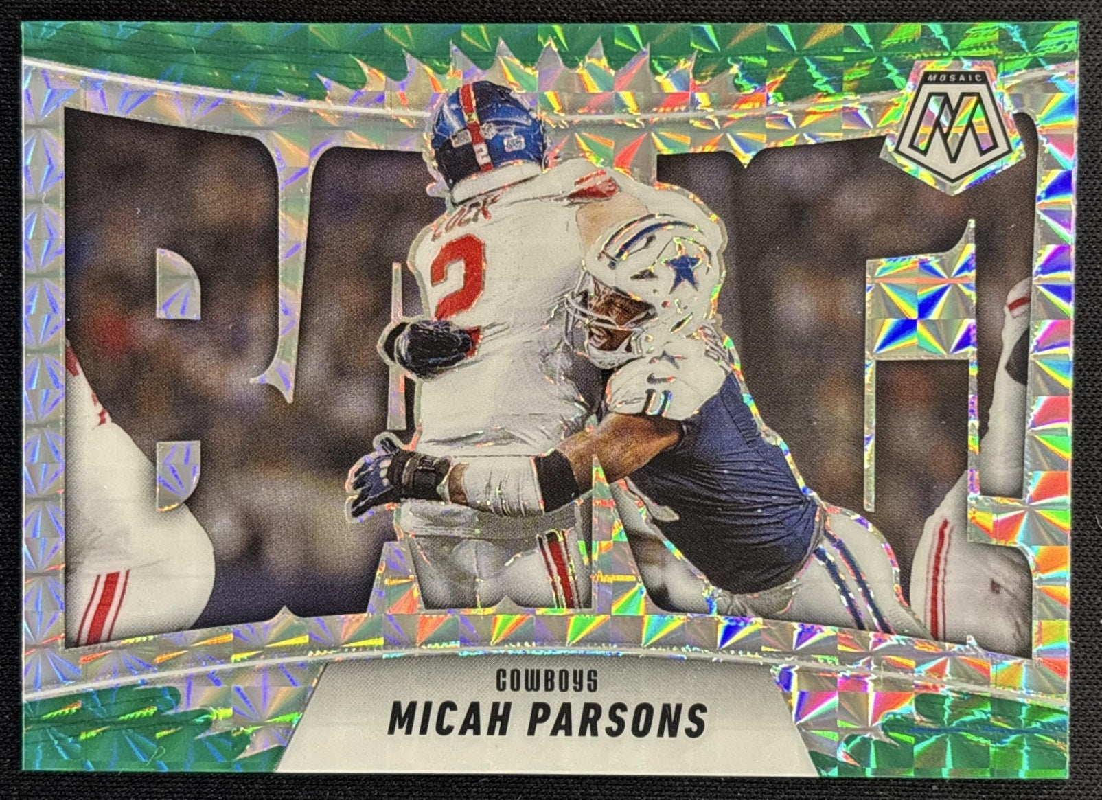 Micah Parsons 2025 Panini Mosaic Bang! Green Prizm