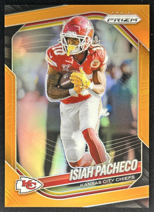 Isiah Pacheco 2025 Panini Prizm Orange /249 Chiefs front