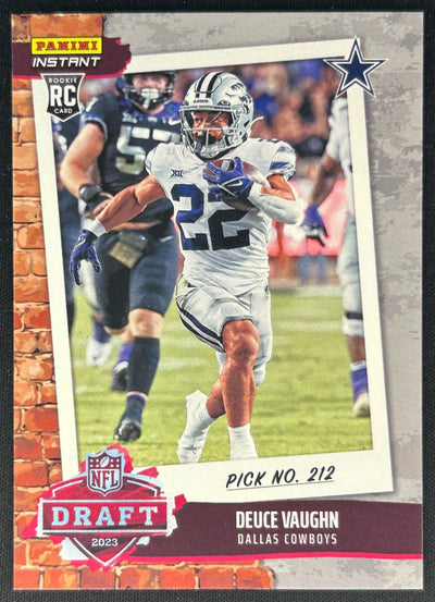 Deuce Vaughn 2023 Panini Instant NFL Draft Night Cowboys Sports Trading Cards