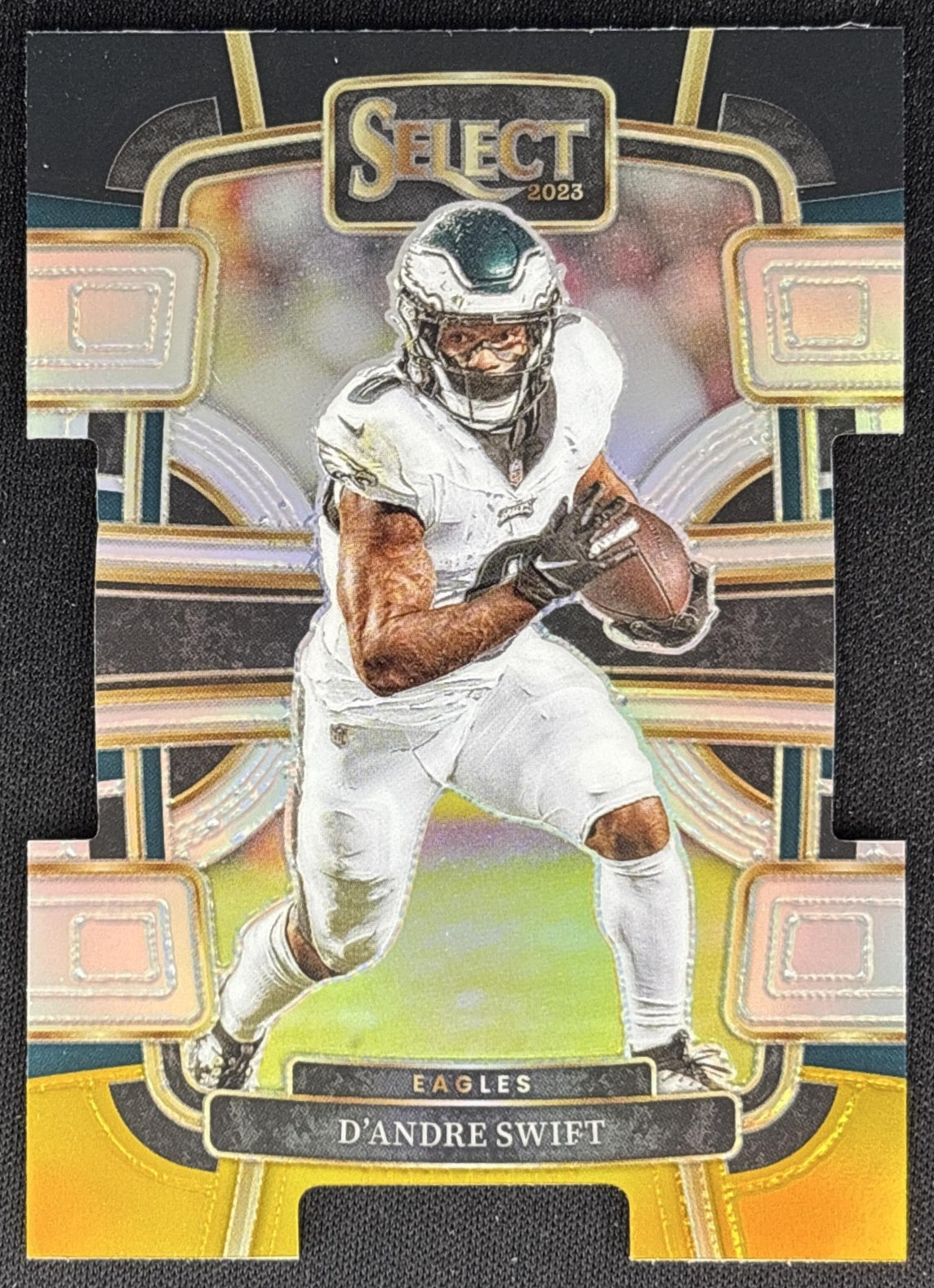 D'Andre Swift 2023 Panini Select Black and Gold Prizms Die Cut Eagles Sports Trading Cards