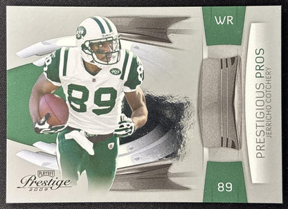 Jerricho Cotchery 2009 Panini Playoff Prestige Prestigious Pros Green /500 Jets front