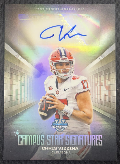 Christopher Vizzina 2025 Bowman Chrome University Campus Star Signature Refractor Tigers 1