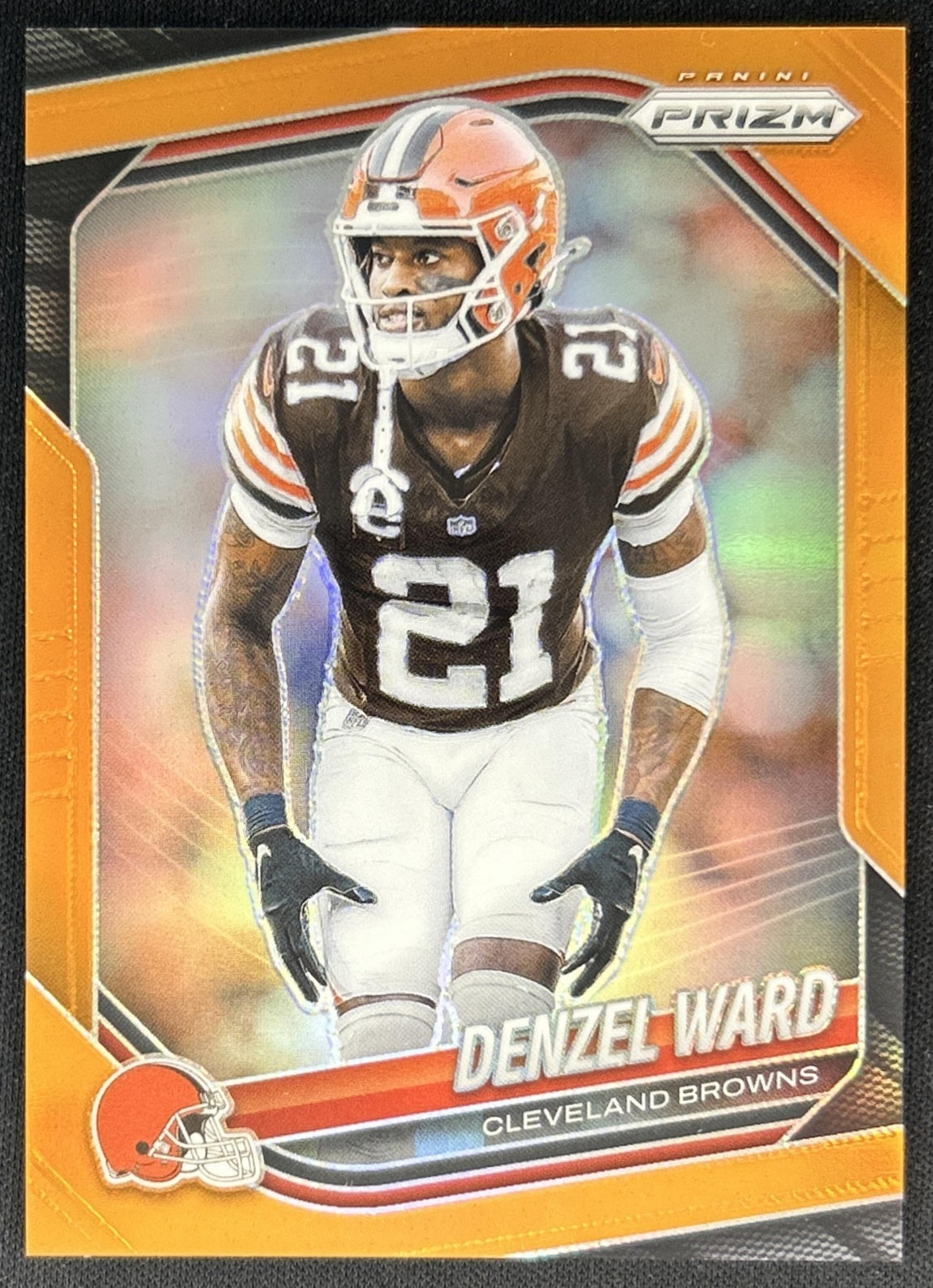 Denzel Ward 2025 Panini Prizm Orange /249 Browns front