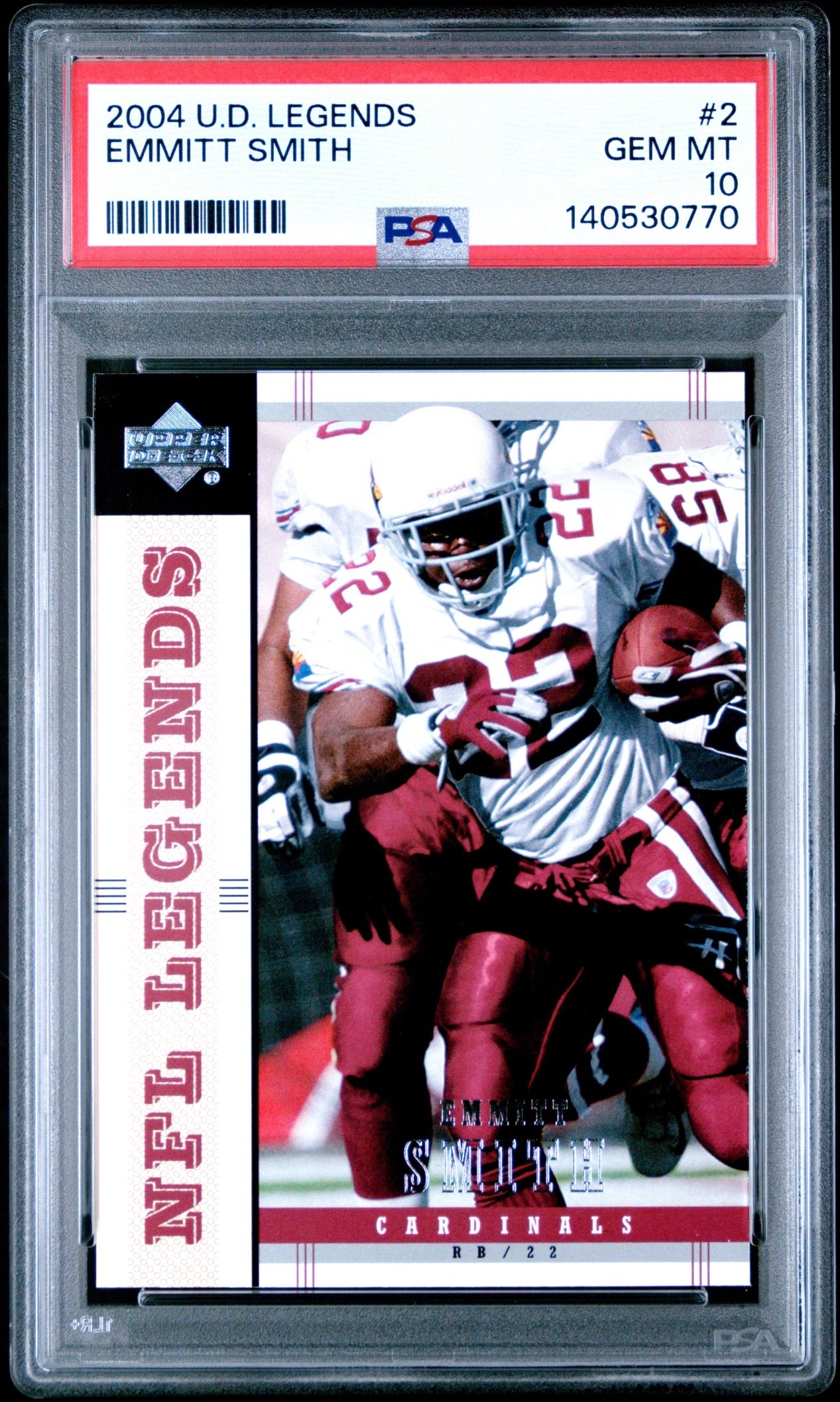 Emmitt Smith 2004 Upper Deck Legends PSA 10 Cardinals front