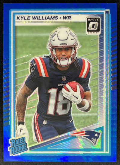 Kyle Williams 2025 Panini Donruss Optic Rated Rookie Blue Hyper Prizm Patriots Sports Trading Card