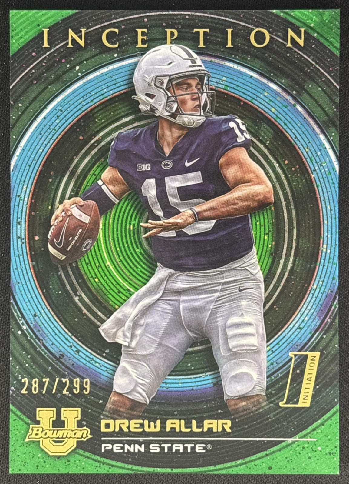 Drew Allar 2022 Bowman University Inception Green Foil /299 front