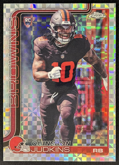 Quinshon Judkins 2025 Topps Chrome Rookie X-Fractor Browns front