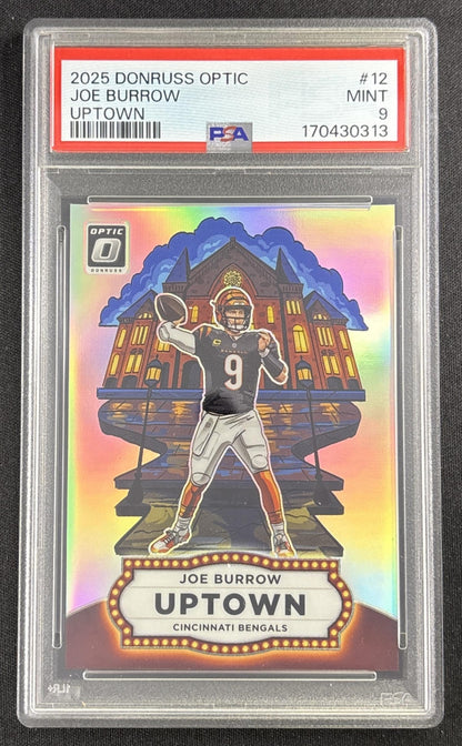 Joe Burrow 2025 Panini Donruss Optic Uptown PSA 9 Bengals Sports Trading Card