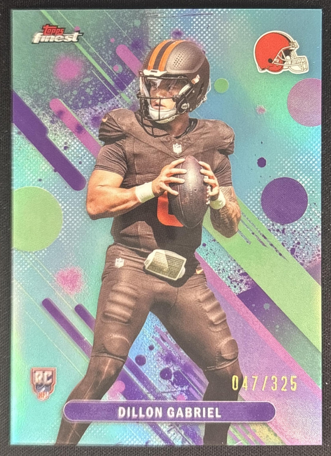 Dillon Gabriel 2025 Topps Finest Sky Blue Refractor /325 Browns front