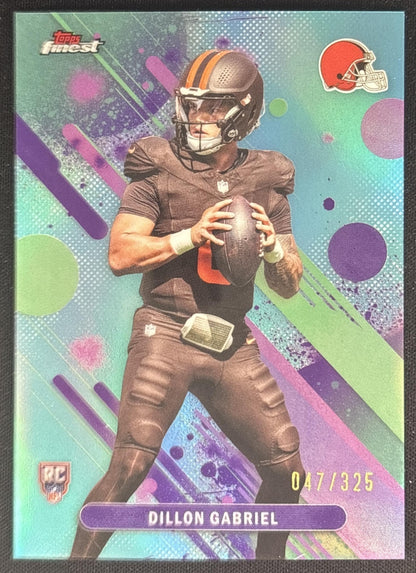 Dillon Gabriel 2025 Topps Finest Sky Blue Refractor /325 Browns front