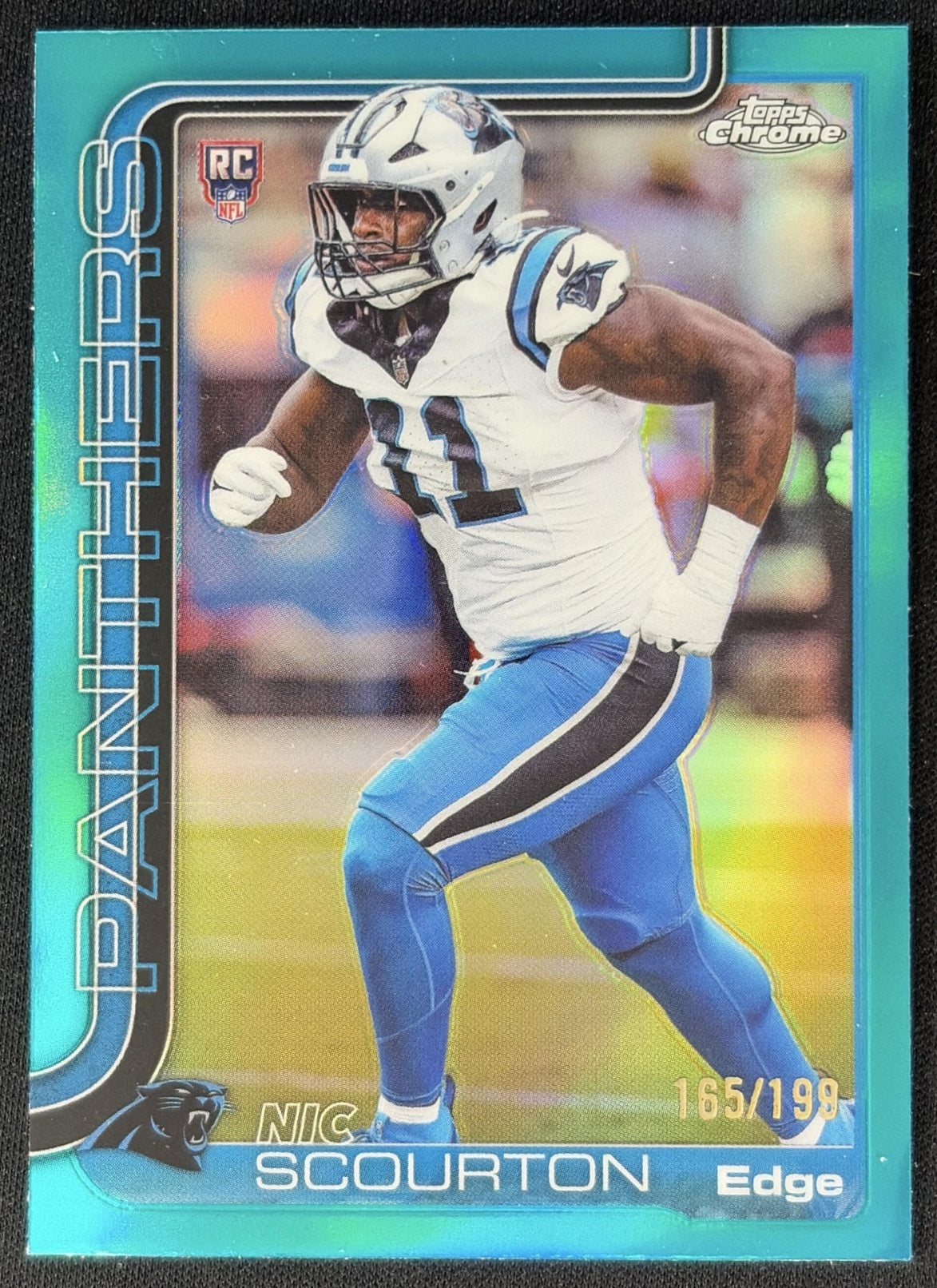 Nic Scourton 2025 Topps Chrome Rookie Aqua Wave Refractor /199 Panthers front