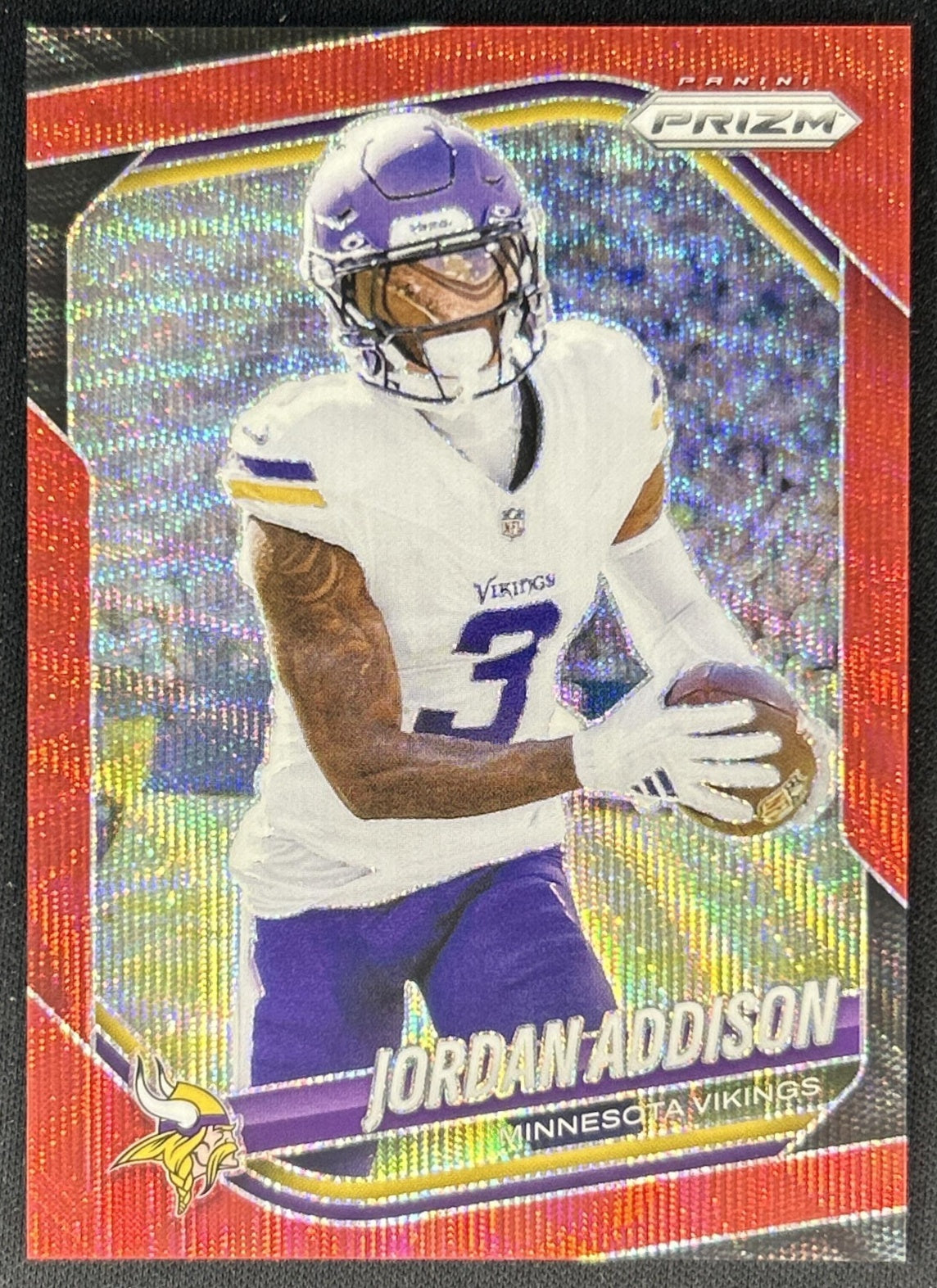 Jordan Addison 2025 Panini Prizm Red Wave /149 Vikings