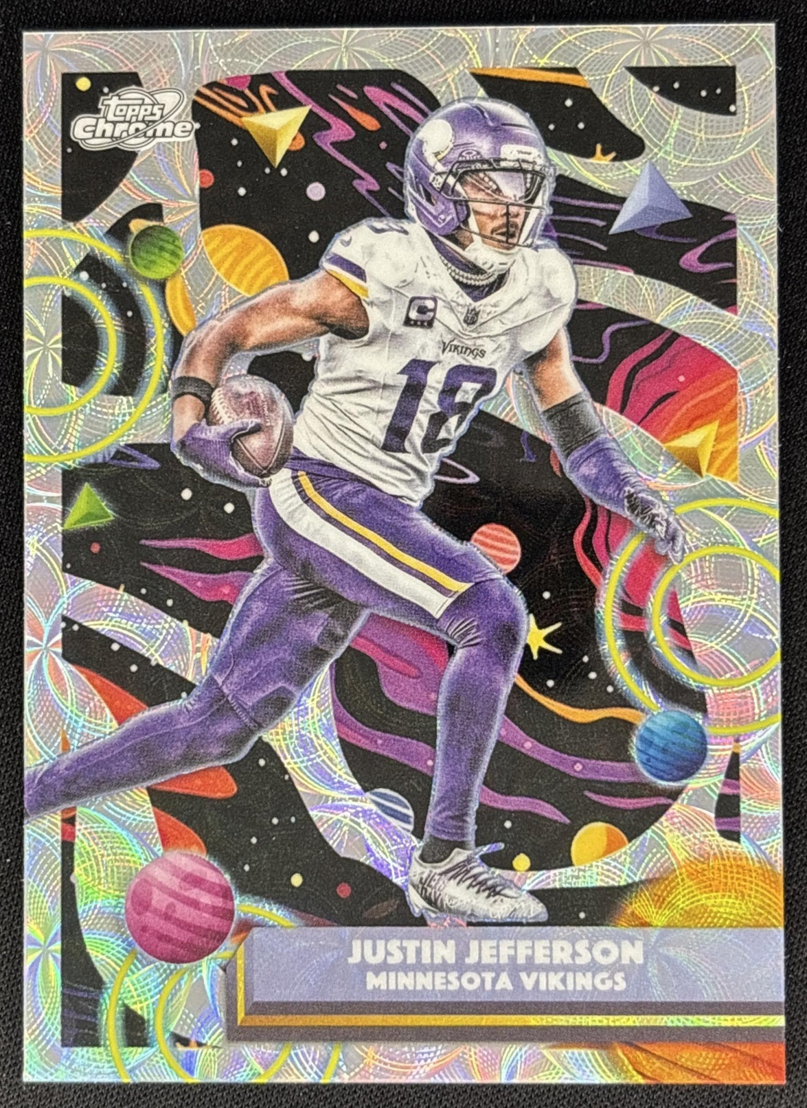 *Damaged* Justin Jefferson 2025 Topps Cosmic Chrome Nucleus Refractor Vikings Sports Trading Cards