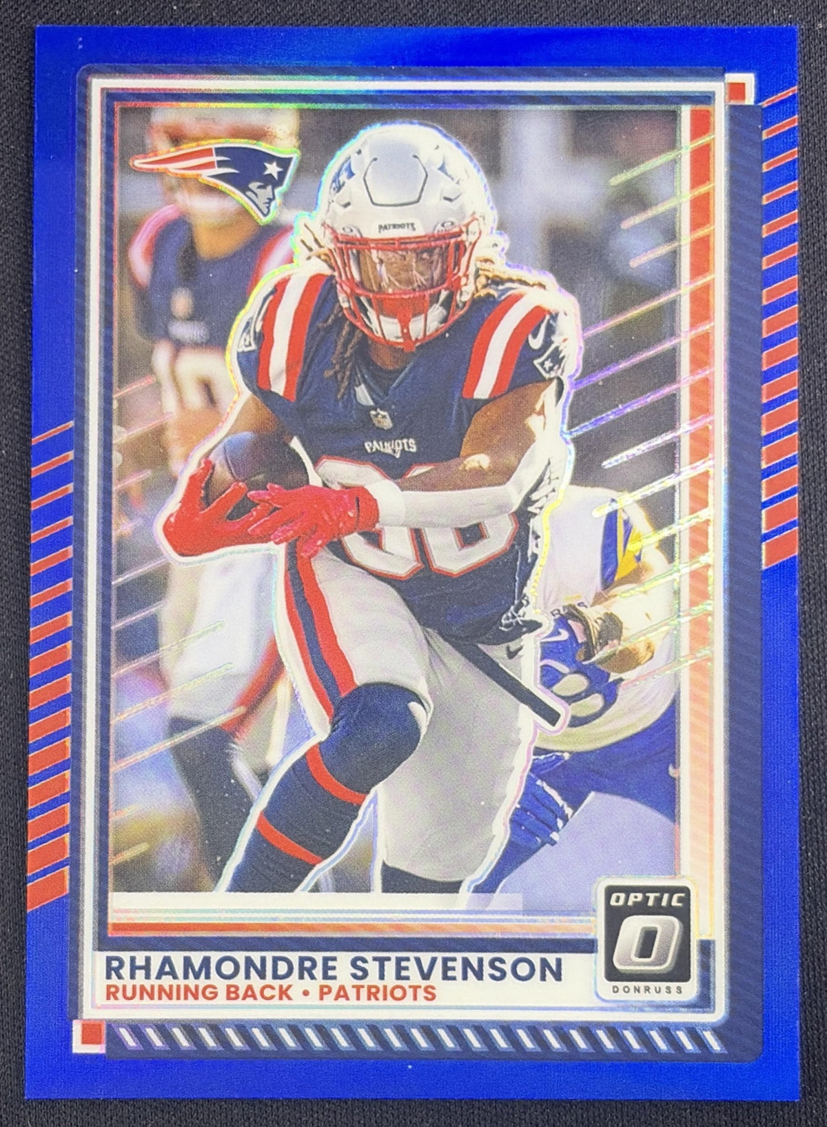 Rhamondre Stevenson 2025 Panini Donruss Optic Blue Prizm /249 Patriots