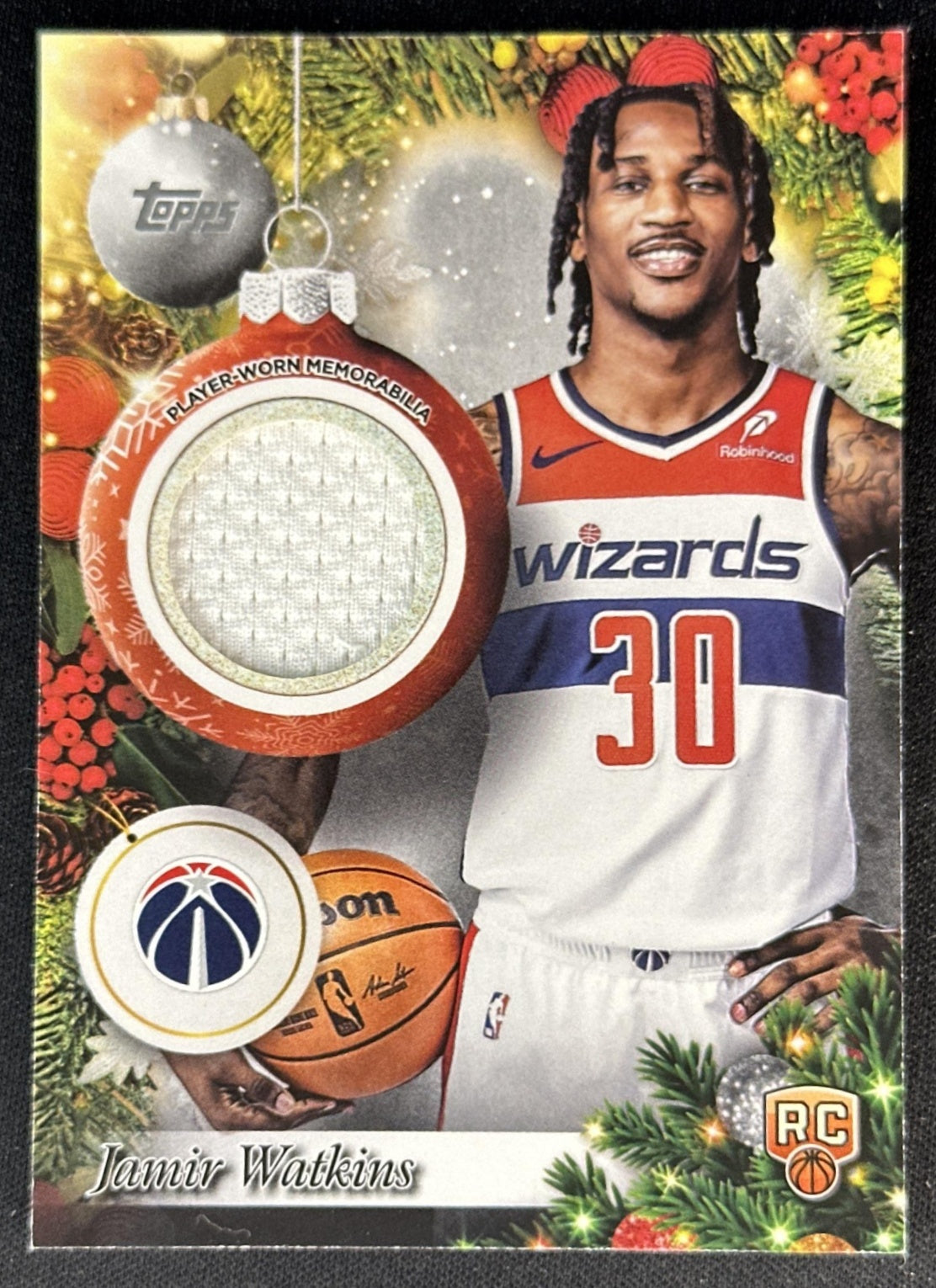 Jamir Watkins 2025 Topps Holiday Player Relics Wizards