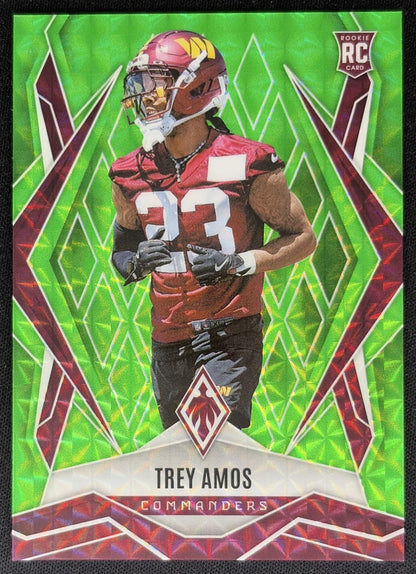 Trey Amos 2025 Panini Phoenix Lime Green Pyramids Prizm /285 Commanders