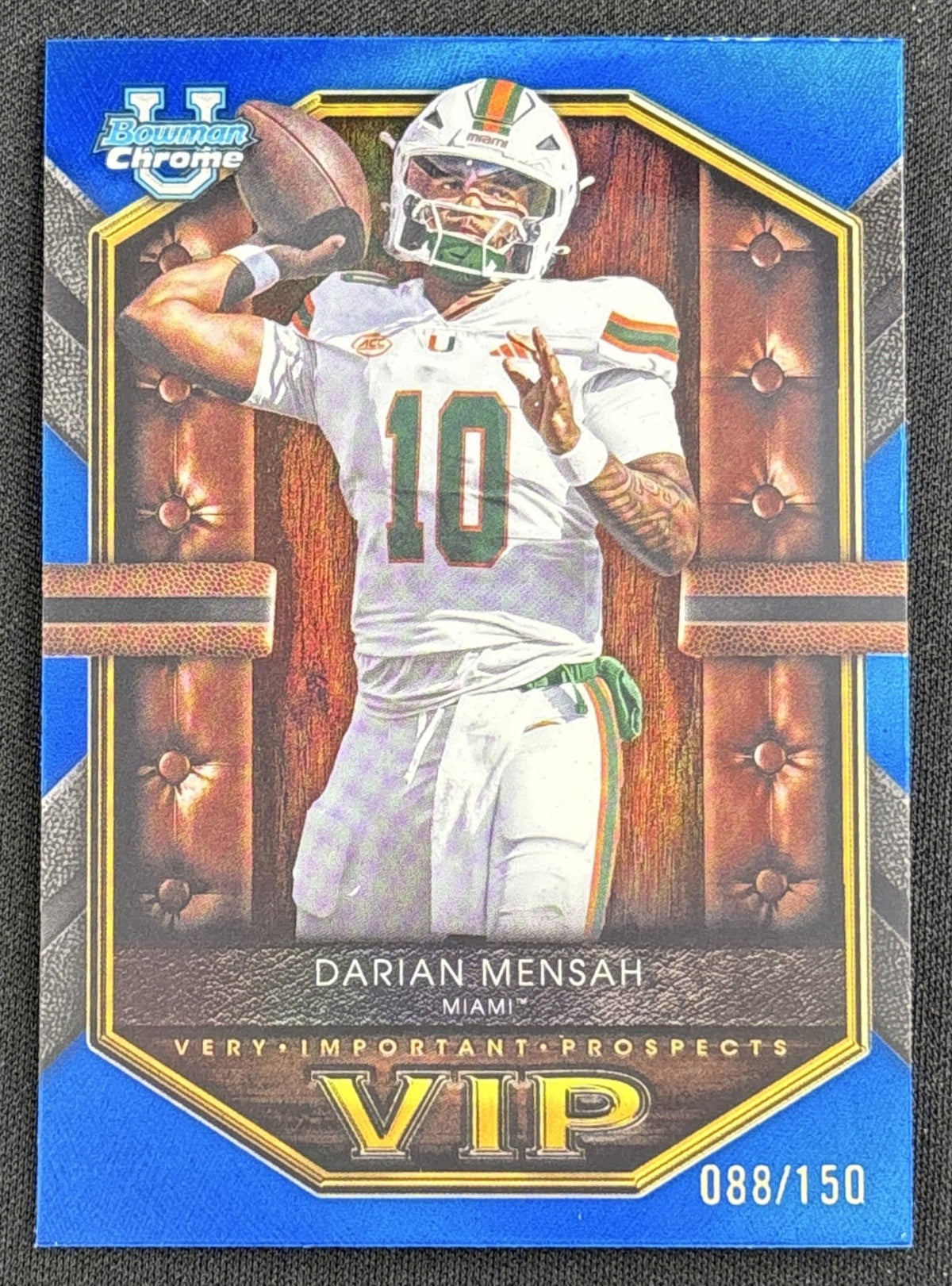 Darian Mensah 2026 Bowman Very Important Prospects Blue Refractor /150 Dolphins Hurricanes Default Title Sports Trading Card