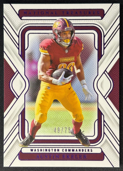 Austin Ekeler 2024 National Treasures Purple /75 Commanders front | Wayne Collection