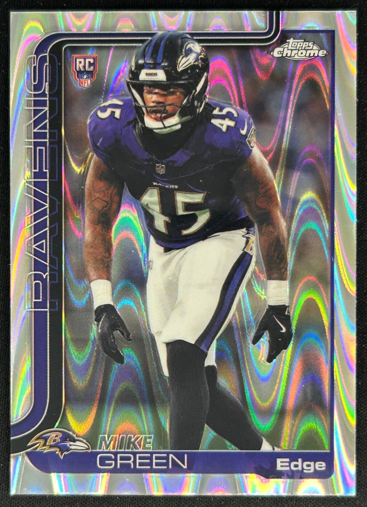 Mike Green 2025 Topps Chrome Rookie RayWave Refractor Ravens Sports Trading Cards